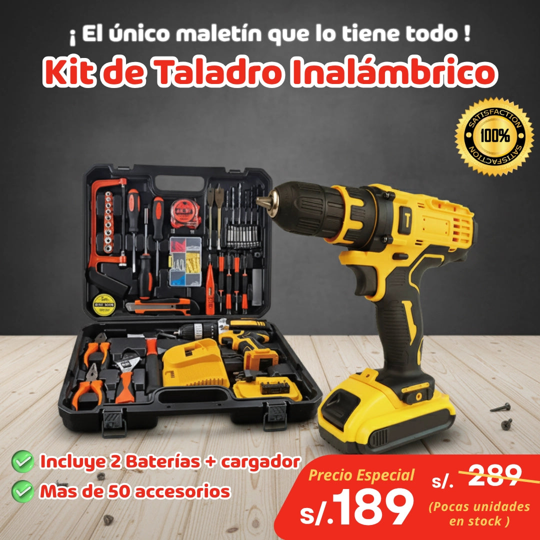 Kit Profesional: Taladro Inalámbrico + Accesorios
